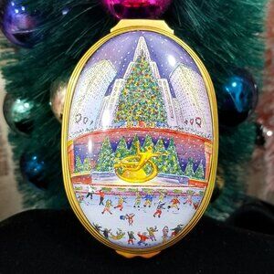 Halcyon Enamels "Christmas In Rockefeller Center" Trinket Box - Scully & Scully
